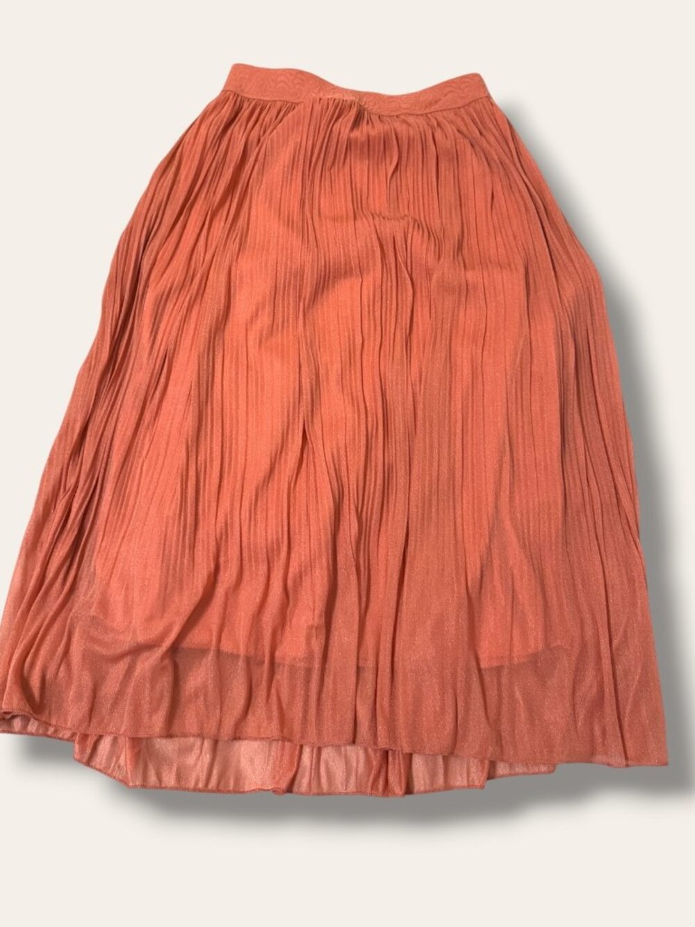 ANDI+JAMES Skirt Womens S Pleated Midi Elastic Waist Rust Orange Polyester